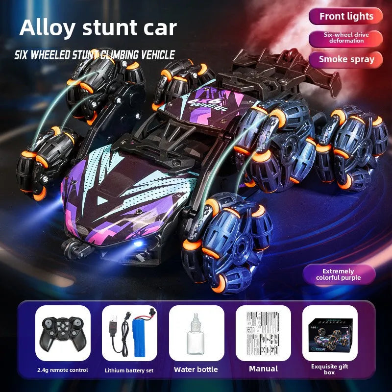 6/8 Wheels High Speed Remote Controlled Cars Toy Spray Twisting Stunt Drift Car with LED Lights RC Cars Toys for Adults Children